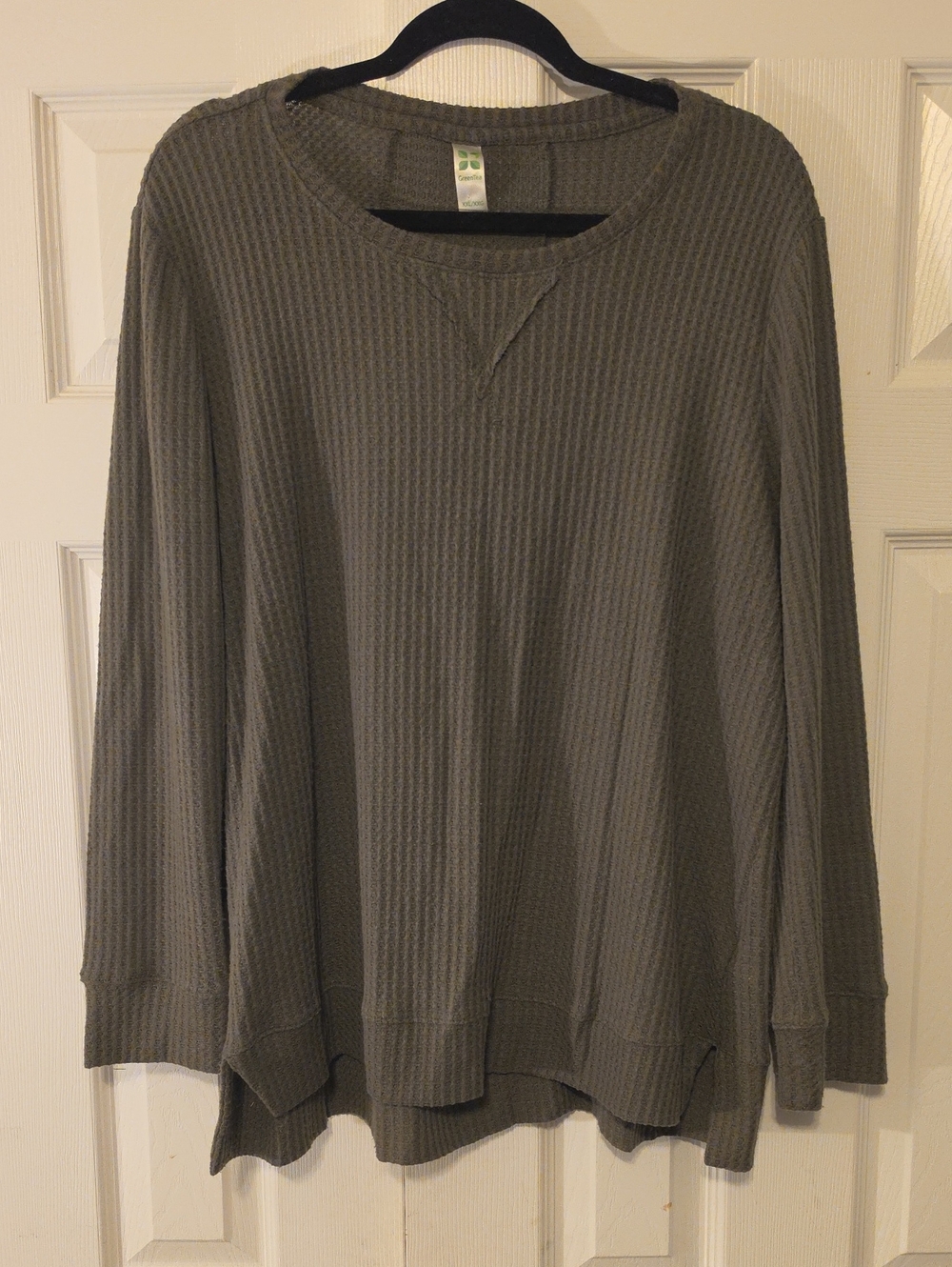GreenTea Women's Waffle Knit Tunic - Olive Gray